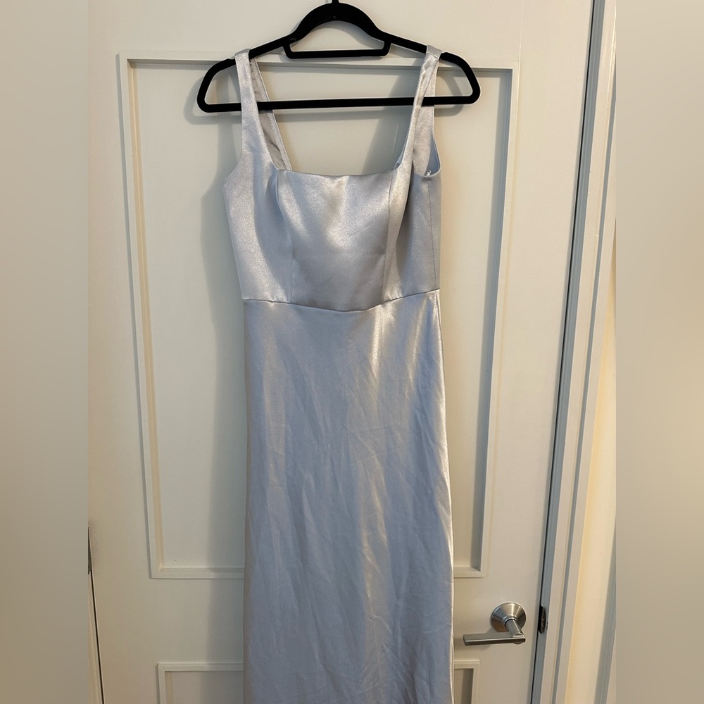 Jenny Yoo Whisper Blue Satin Ariana dress